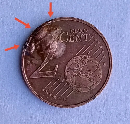 希少な 1999-2 セント ユーロ フランス欠陥コイン。