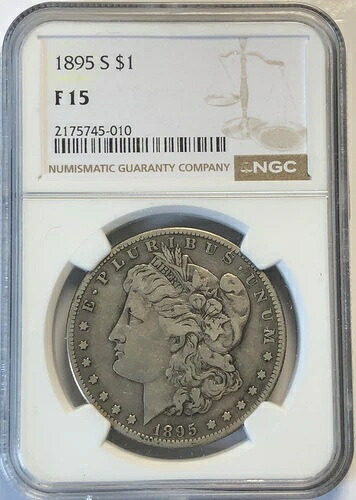 1895 S モーガン「NGC - F15」 - 非常に良質なコイン、非常に希少、400,000??低ミント?