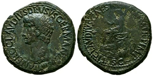 Nero Druso、インディアナ州ヴィンテージ Claudio I.Sestercio。 (Ae. 0.91オンス/1 13/32インチ) .41-50。広告