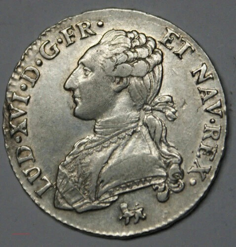 (FR1) ハーフエキュ 1792/1 A パリ ルイ16世 VF + 希少なバリアント、lartdesgents.fr DVG-
