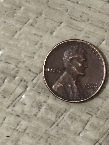 非常に希少な***1967年、ミントマークエラーなし、ダイムクラッドに刻印されたペニー
