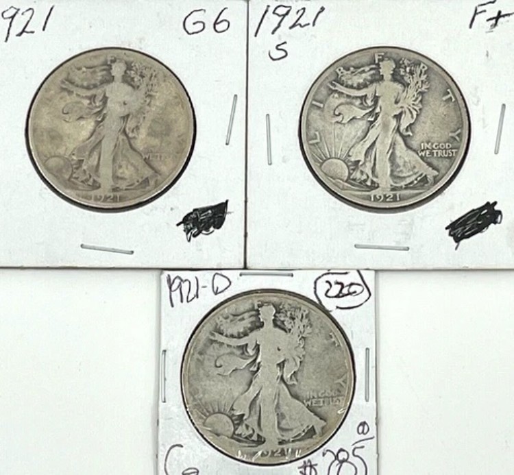 1921年、21-d、21-s--ウォーキング・リバティ米国シルバーハーフドル|WORLD RESOURCE【KING店】