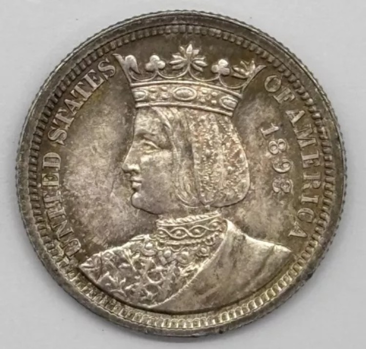 1893 年記念イザベラ 25 セント銀貨 - 希少、美しい音色、そして丁寧に打たれています。