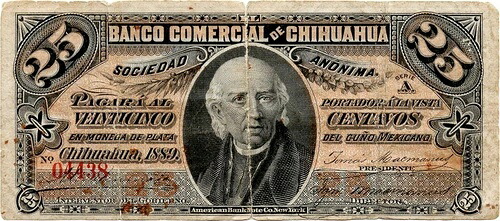 1889 メキシコ (チワワ) 25 センタボス VG RARE