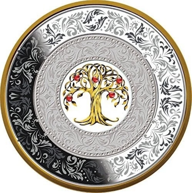 希少！2018年ニウエ「幸運の木」250g .999銀貨、プルーフ＆金メッキ。1/250