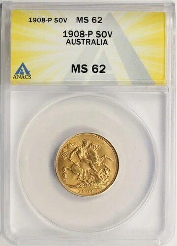 1908-P オーストラリア ゴールド ソブリン ANACS MS62