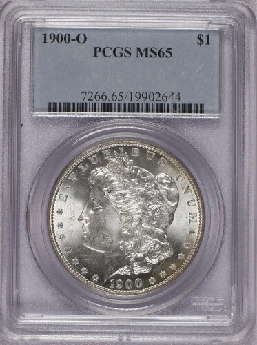 5-1900-O シルバー モーガン $1 PCGS MS65。P.Q.