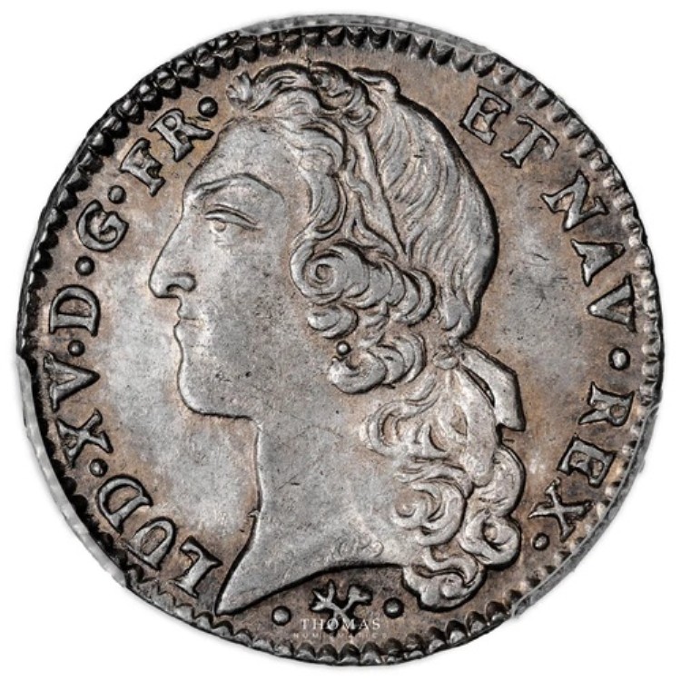 コイン フランス - ルイ 15 世 - 1/5 エキュ オー バンドー - 1766 L バイヨンヌ - PCGS MS 63