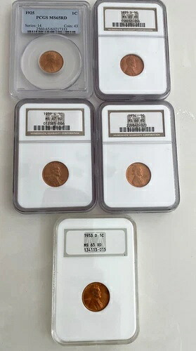 5- 米国 PCGS/NGC グレード ミント ステート RD ペニー