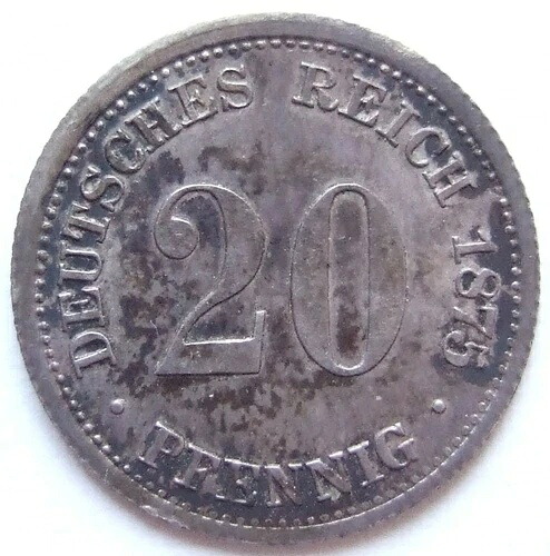 コイン ドイツ帝国 帝国 シルバー 20 フェニヒ 1875 H IN