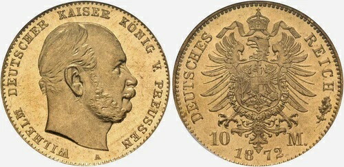 ?? 1872年 A ドイツ 10 (テン) マルク プロイセン金貨 NGC MS65 PL KM# 502 プルーフ