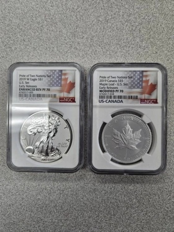 2019年 プライド・オブ・ツー・ネーションズ 2枚セット 米国旗ラベル NGC PF70 ER