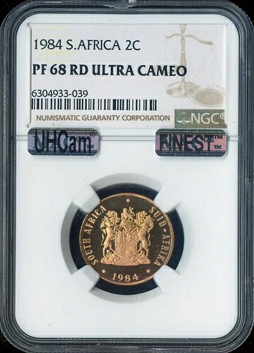 1984年 南アフリカ 2セント 2C NGC PF68 RD ウルトラカメオ プルーフ品質