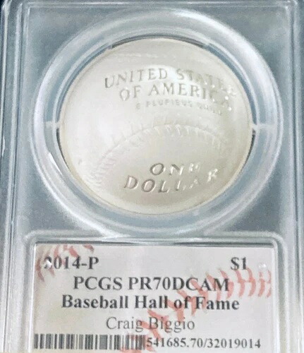 クレイグ・ビジオ直筆サイン入り 2014-P ベースボール HOF 1ドルコイン プルーフ 70 DCAM PCGS PG \u003d 600.00ドル 105,875円