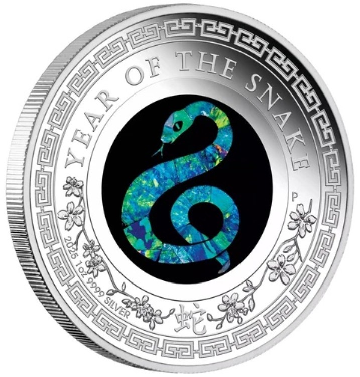 2025年オーストラリア1オンス銀貨プルーフコイン（蛇年オパール）発行枚数6000枚