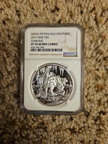2015年 ニウエ ケルベロス ギリシャ神話の生き物 1オンス NGC PF 70 ウルトラカメオ