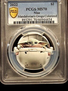 2022年 ニウエ スターウォーズ マンダロリアン グローグー 1オンス .999 シルバー PCGS MS 70