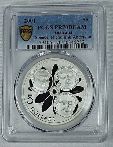 2001年 オーストラリア 5ドル銀貨 $5 スペンス、ニコルズ＆アンダーソン PCGS PR70DCAM 192,500円