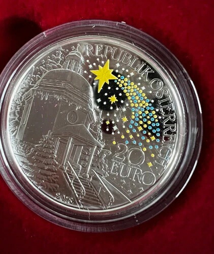 * オーストリア 20ユーロ 銀貨 2018年 プルーフ サイレントナイト クリスマスギフト 希少