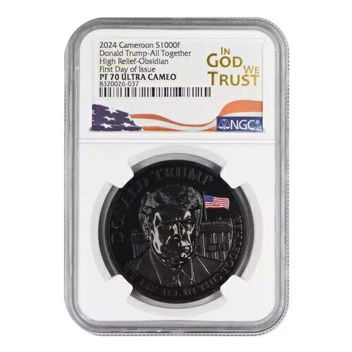 2024年 カメルーン ドナルド・トランプ オール・トゥギャザー ハイレリーフ オブシディアン NGC PF-70 UC FDOI｜WORLD RESOURCE【KING店】