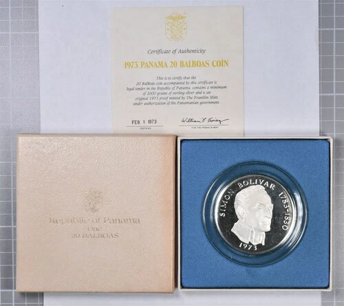 楽天市場】【大型銀貨】 パナマ シモン・ボリバル 20バルボア プルーフ