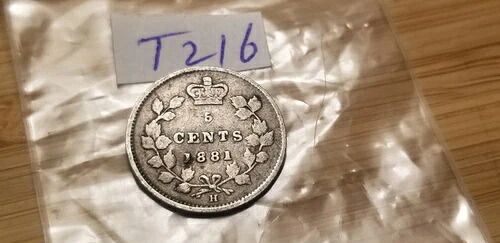 1881 H カナダ シルバー 5 セント 希少コイン idt216。