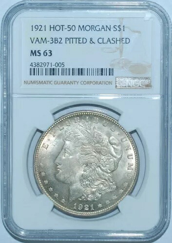 1921年 P NGC MS63 VAM-3B2 ピット&クラッシュ リバース ホット50 モルガン シルバー ダラー|WORLD RESOURCE【KING店】