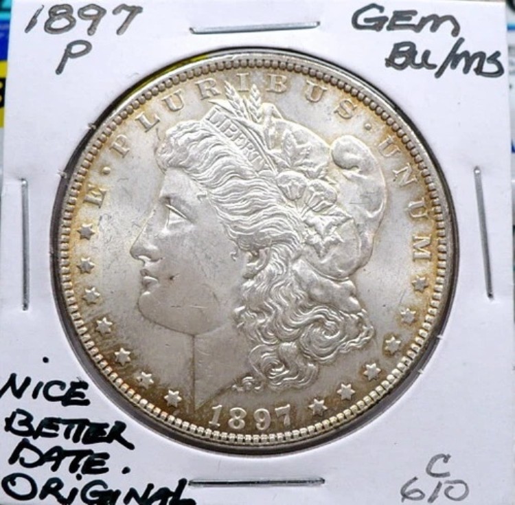 1897-P 1ドル モルガン銀貨、ジェム BU/MS、より良い日付、NICE+、オリジナル C610｜WORLD RESOURCE【KING店】