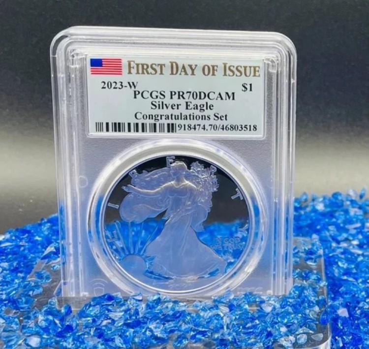 新品!プルーフ 2023 W $1 シルバーイーグル PCGS FDOI PR70DCAM お祝いセット *レア*|WORLD RESOURCE【KING店】