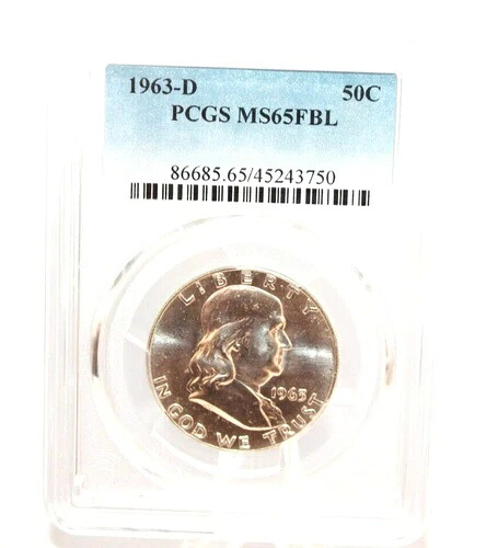 1963-D フランクリン ハーフ PCGS MS65FBL [033WEJ]｜WORLD RESOURCE【KING店】