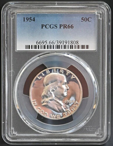 PR66 1954 PCGSグレード フランクリン シルバー ハーフダラー プルーフ 未流通 希少コイン｜WORLD RESOURCE【KING店】
