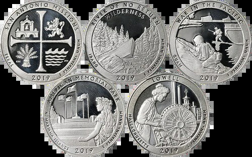 2019-S シルバー5枚入りクォータープルーフコインセット PCGS PR70DCAM 国立公園