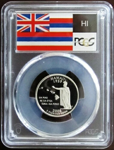 2008-S 25セント ハワイ州旗ラベル シルバー クォータープルーフ PCGS PR70DCAM DCAM｜WORLD RESOURCE【KING店】