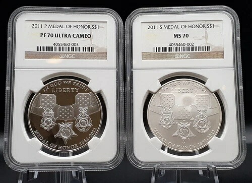 2011年 P/S メダル・オブ・オナー記念銀貨 2枚セット NGC MS70/PF70 UC｜WORLD RESOURCE【KING店】
