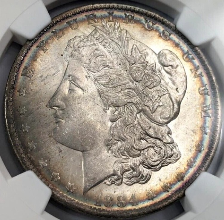 1884-O モルガン銀貨 NGC MS 64+ レインボートーンエンドロールアルバムトーニングトナー｜WORLD RESOURCE【KING店】