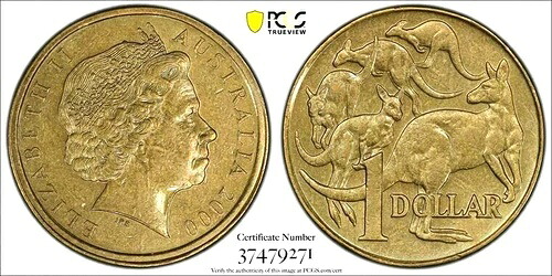 オーストラリア 2000 $1 ドル / 10 セント レア ラバ ストライク ローミント PCGS ANC 58 #01|WORLD RESOURCE【KING店】