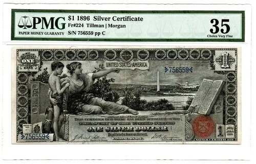224 1ドル 1896年 銀貨証明書 PMG Choice Very Fine 35