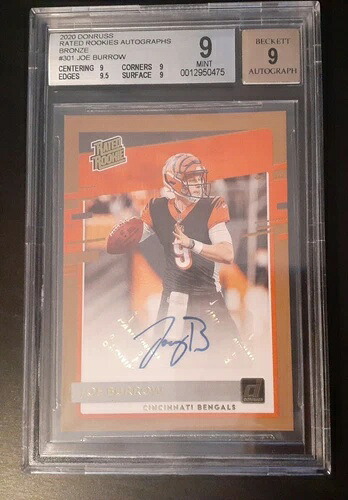 2020 Donruss Joe Burrow 定格ルーキー ブロンズ オート BGS 9 オートグラフ 9 #301 レア!