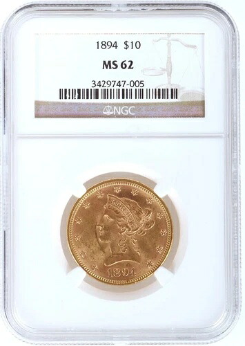 1894 NGC MS62 リバティ コロネット ヘッド 10ドル イーグル 90% ゴールド コイン #002 PRE33 ゴールド|WORLD RESOURCE【KING店】