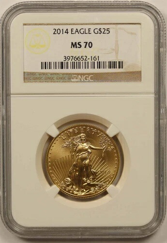 2014年 ゴールドイーグル 25ドル ハーフオンス NGC MS 70 1/2オンス 純金