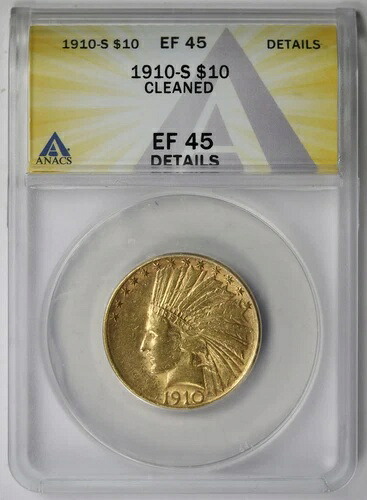 1910-S インディアンヘッドイーグルゴールド 10ドル XF EF 45 詳細 ANACS｜WORLD RESOURCE【KING店】 695,200円