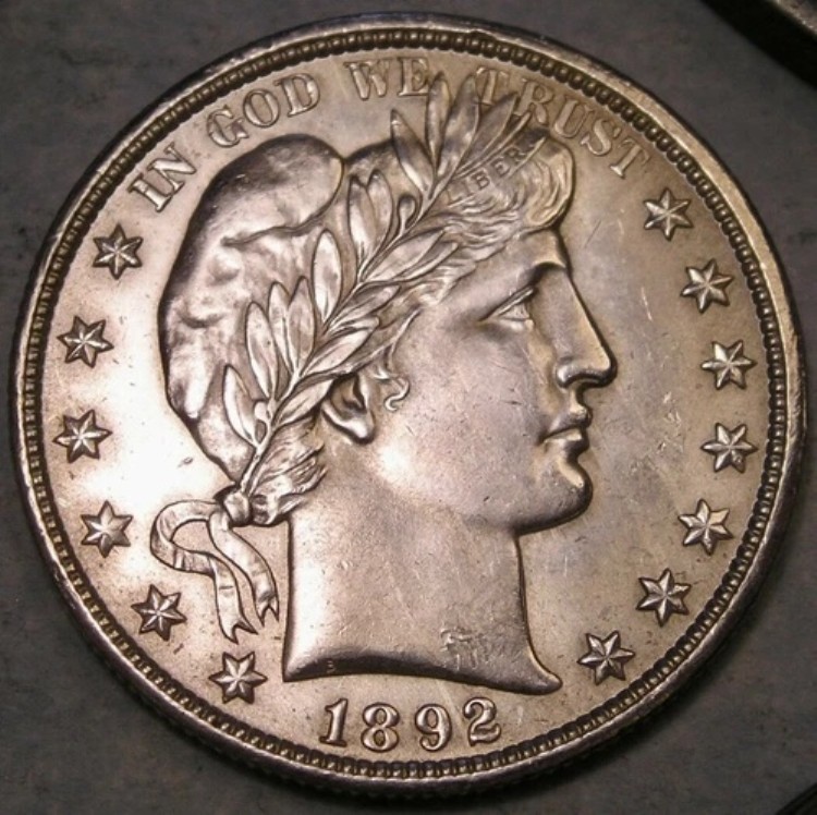1892年 O バーバー リバティヘッド シルバー ハーフダラー 魅力的な美しさ 希少なキーデート