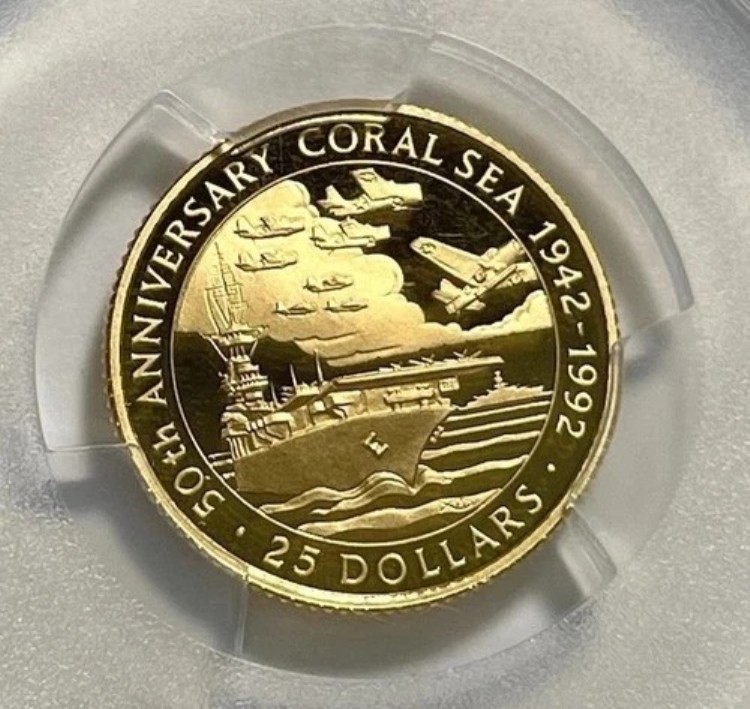 1992年 ソロモン諸島 25ドル コーラルシー 50周年記念 PCGS PR69DCAM ゴールド 1/4オンス 希少｜WORLD RESOURCE【KING店】