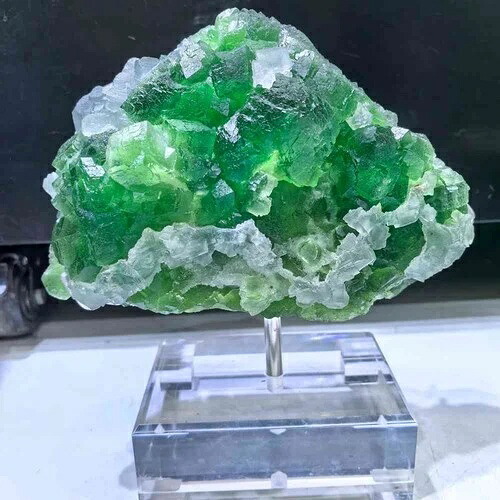13.6LB 希少天然グリーンフローライトクラスタークォーツクリスタル鉱物標本装飾｜WORLD RESOURCE【KING店】