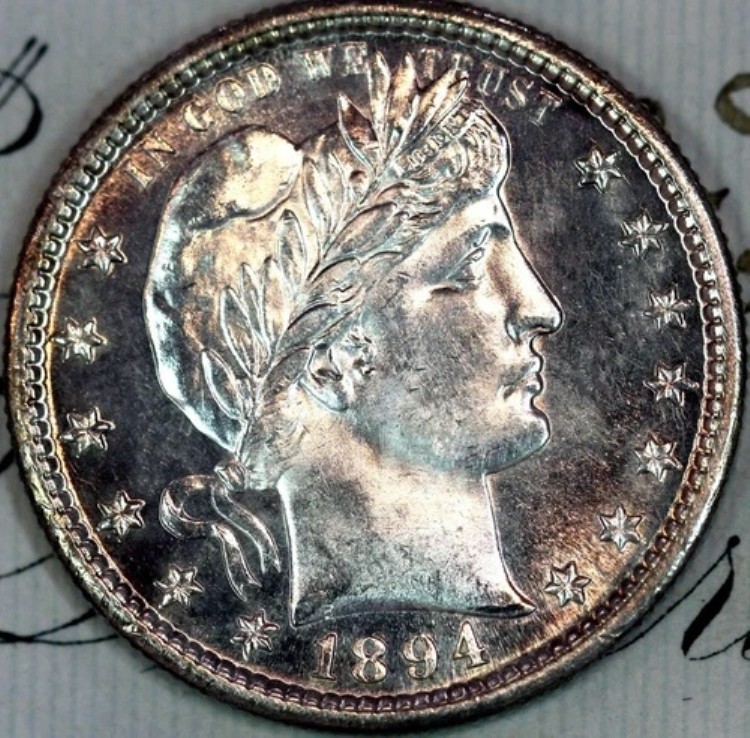1894-S カメオ PL 素晴らしい+宝石 BU MS バーバー クォーター DC133 マシューズ ホードより｜WORLD RESOURCE【KING店】 709,720円
