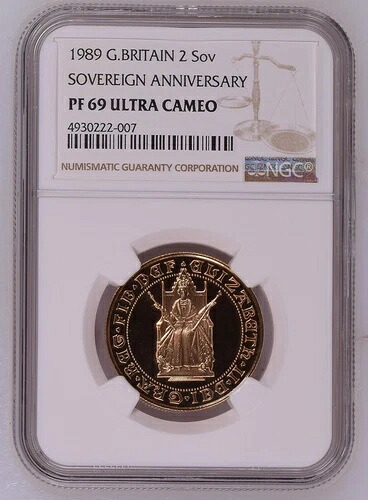 イギリス 1989年 ゴールドプルーフ 2 ダブルソブリン NGC PF 69 UCAM 500周年記念｜WORLD RESOURCE【KING店】 717,200円