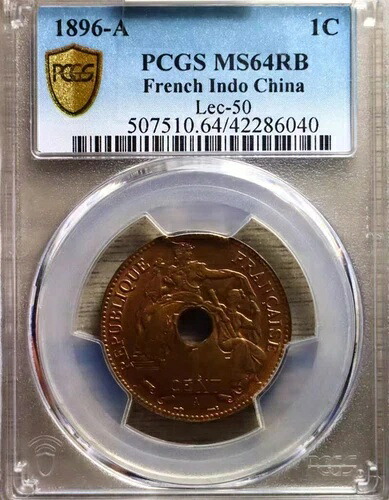 希少な1896年Aフランス領インドシナ1セント銅貨 PCGS MS64RB Lec-50コレクション|WORLD RESOURCE【KING店】
