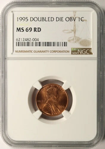 1995年 DDO ダブルダイ 表面 1セント リンカーンセント NGC MS69RD