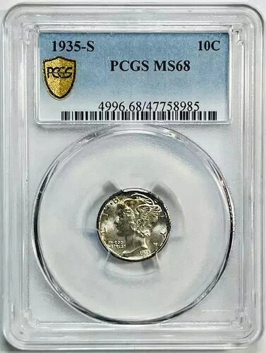 1935 S マーキュリー ダイム PCGS MS-68 トップポップ!|WORLD RESOURCE【KING店】
