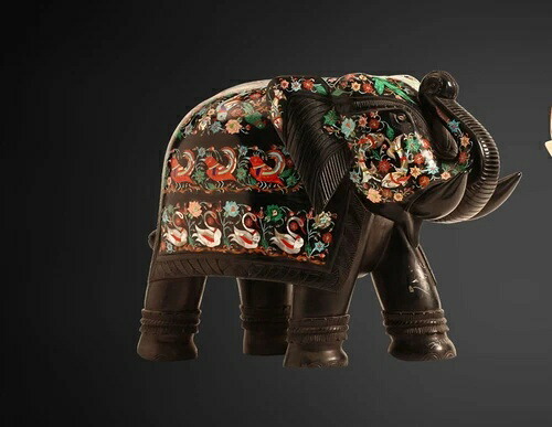 14インチ大理石象牙の鼻まで象嵌細工の希少石インレイモザイクギフト装飾｜WORLD RESOURCE【KING店】